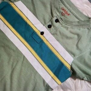 Henley light button sleeve blouse